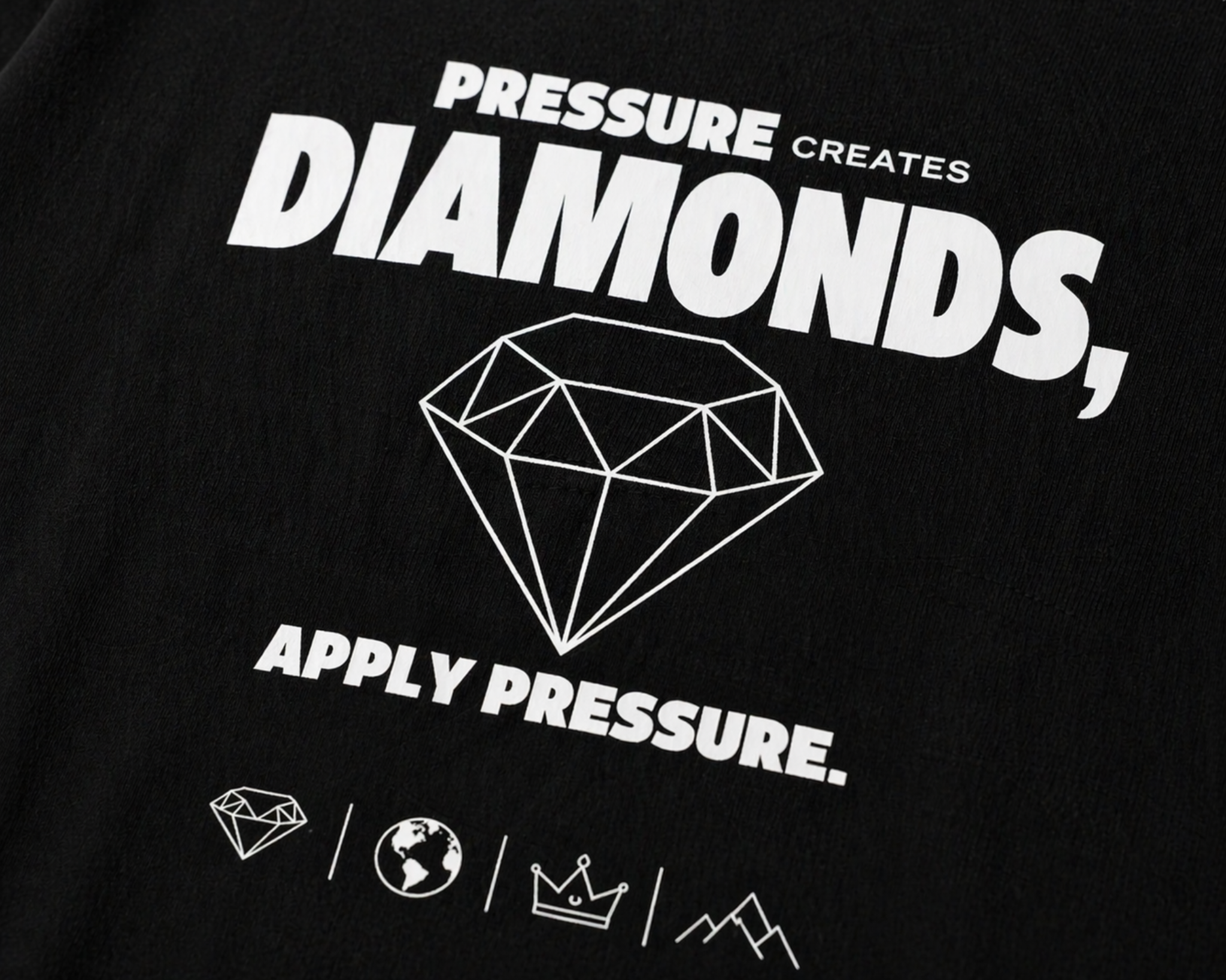 Close-up of the pressure creates diamonds graphic